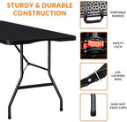 6FT Folding Table, Fold in Half Heavy Duty Plastic Utility Table with Carrying Handle, Black | HDPE Top for, alternate view 4
