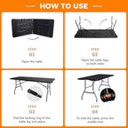 6FT Folding Table, Fold in Half Heavy Duty Plastic Utility Table with Carrying Handle, Black | HDPE Top for, alternate view 5