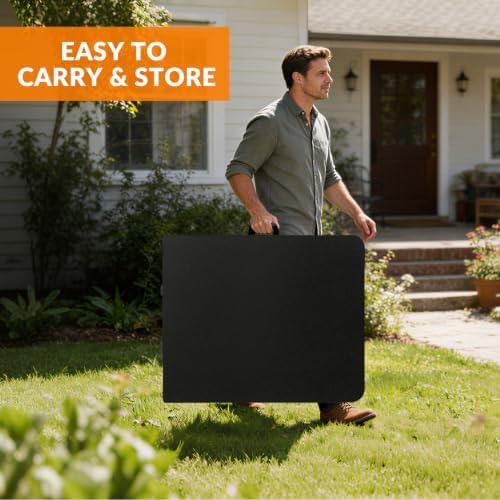 6FT Folding Table, Fold in Half Heavy Duty Plastic Utility Table with Carrying Handle, Black | HDPE Top for, alternate view 6