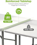 6ft Folding Table, Foldable Dining Indoor Outdoor White, alternate view 4
