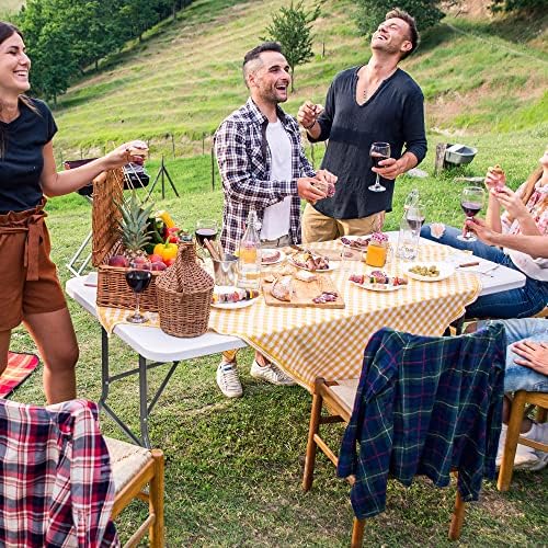 6FT Folding Table for Indoor Outdoor, Portable Heavy Duty Fold-in-Half Plastic Dining Picnic Party Camping Table, alternate