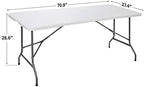 6FT Folding Table for Indoor Outdoor, Portable Heavy Duty Fold-in-Half Plastic Dining Picnic Party Camping Table, alternate