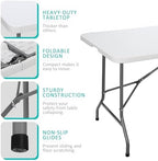 6FT Folding Table for Indoor Outdoor, Portable Heavy Duty Fold-in-Half Plastic Dining Picnic Party Camping Table, alternate
