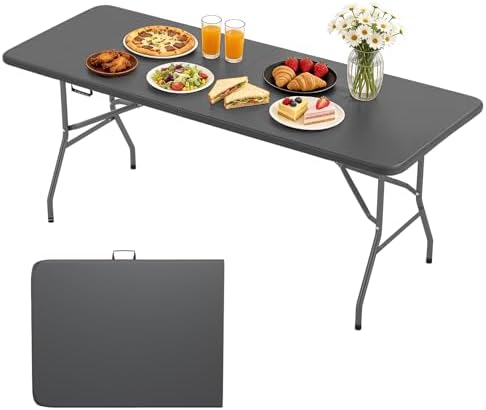 6FT Folding Table | Grey | Portable Plastic Table