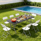 6FT Folding Table | Grey | Portable Plastic Table, alternate view 2