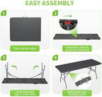 6FT Folding Table | Grey | Portable Plastic Table, alternate view 4