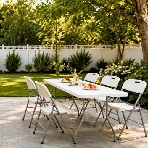 6ft Folding Table Heavy Duty Plastic Portable Picnic Table, alternate view 2