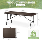 6FT Folding Table Portable Picnic Table Heavy-Duty Fold-in-Half Utility 6 Foot Foldtable Table with Carry Handle, alternate