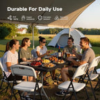 6FT Folding Table Set with 4 Chairs - Heavy-Duty 330 lb Black Table & 600 lb White Chairs, Portable Foldable, alternate view