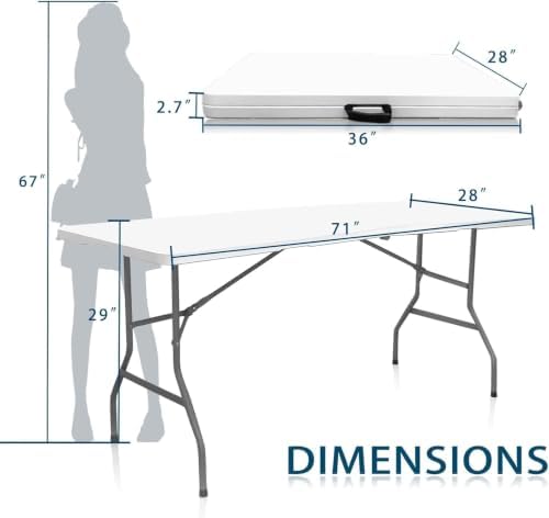 6FT Folding Table, Versatile Foldable Table, Portable, alternate view 3