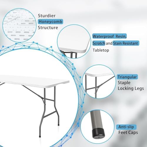 6FT Folding Table, Versatile Foldable Table, Portable, alternate view 5