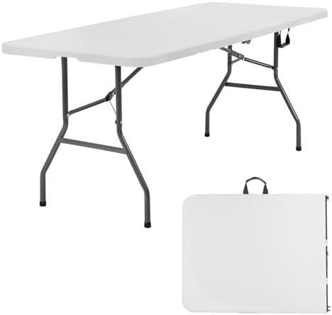6FT Folding Table | White | Portable Plastic Table
