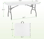 6FT Folding Table | White | Portable Plastic Table, alternate view 3