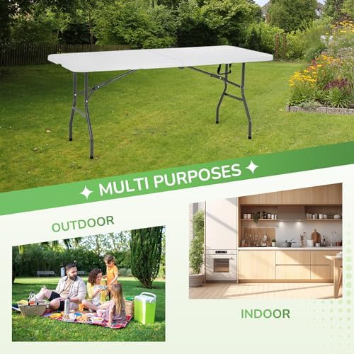 6FT Folding Table | White | Portable Plastic Table, alternate view 4