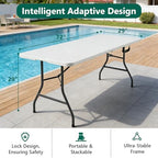 6ft Folding Table with Handle, Heavy Duty Plastic Table, 300 lbs Portable Table, Reinforced Steel Legs, High, alternate view