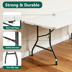 6ft Folding Table with Handle, Heavy Duty Plastic Table, 300 lbs Portable Table, Reinforced Steel Legs, High, alternate view