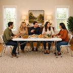 6ft Folding Table with Handle, Portable Plastic Table, White in White, alternate view 2