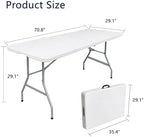 6ft Folding Table with Handle, Portable Plastic Table, White in White, alternate view 3