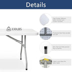 6ft Folding Table with Handle, Portable Plastic Table, White in White, alternate view 4