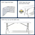 6ft Folding Table with Handle, Portable Plastic Table, White in White, alternate view 5