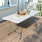 6FT Folding Tables for Camping Party Picnic, Dinning, School, White in White, alternate view 2