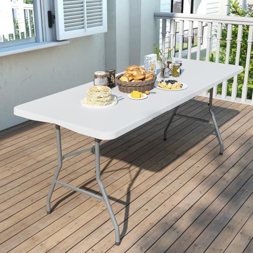 6FT Folding Tables for Camping Party Picnic, Dinning, School, White in White, alternate view 2
