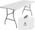 6FT Folding Tables for Camping Party Picnic, School, 6 Pack, White in White