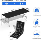 6FT Folding Tables for Camping Party Picnic, School, 8 Pack, Black in Black, alternate view 2