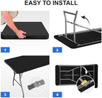 6FT Folding Tables for Camping Party Picnic, School, 8 Pack, Black in Black, alternate view 6