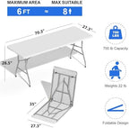 6FT Folding Tables for Camping Party Picnic, School, 8 Pack, White in White, alternate view 2