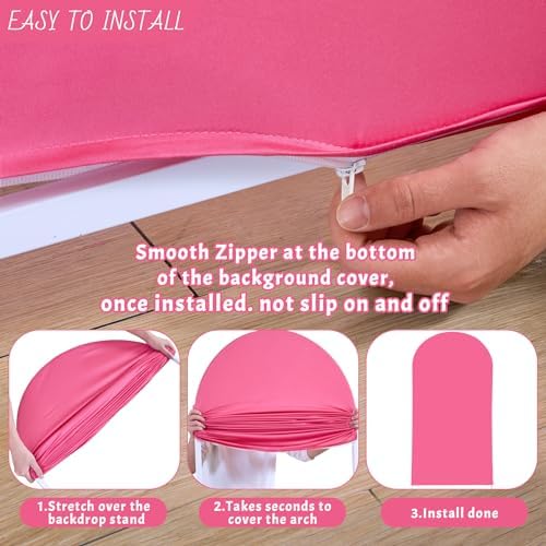 6FT Fuchsia Arch Backdrop Cover - Polyester Fitted Wedding Arch Stand Covers Round Top Chiara Arch Backdrop, alternate view 4