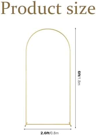 6FT Gold Heavy-Duty Metal Wedding Arch Backdrop Stand, Balloon Arch Frame for Flowers & Fabric, Ideal for, alternate view 3