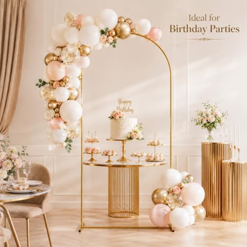 6FT Gold Heavy-Duty Metal Wedding Arch Backdrop Stand, Balloon Arch Frame for Flowers & Fabric, Ideal for, alternate view 7