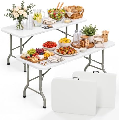 6FT Heavy Duty Folding Table, Portable Utility Table for Parties, Events, and Dining, Supports up to 330 lbs