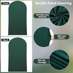 6FT Hunter Green Arch Cover - Polyester Fitted Wedding Arch Stand Covers Round Top Chiara Arch Backdrop Cover, alternate view