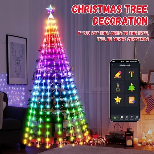 6FT LED Smart Christmas Tree - Outdoor & Indoor Lighted Christmas Tree Decorations Indoor Christmas Cone Tree, alternate view