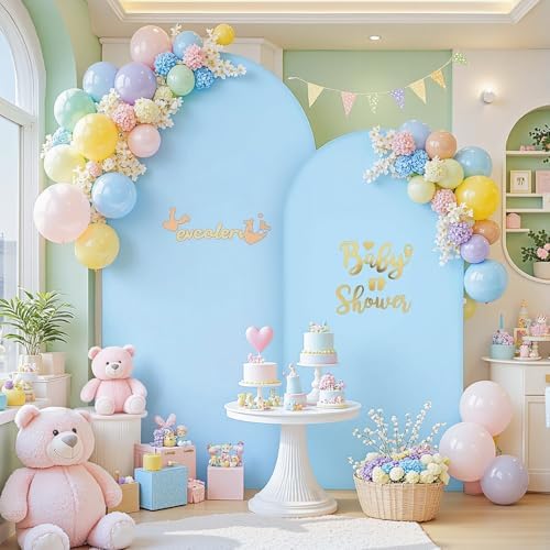 6FT Light Blue Arch Backdrop Cover - Stretchy Spandex Fabric Fitted Round Top Chiara Backdrop Arch Covers for, alternate view