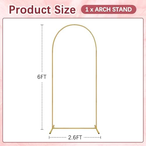 6FT Metal Arch Backdrop Stand, Gold Balloon Arch Stand, alternate view 2