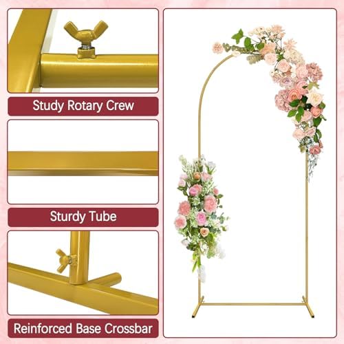 6FT Metal Arch Backdrop Stand, Gold Balloon Arch Stand, alternate view 4