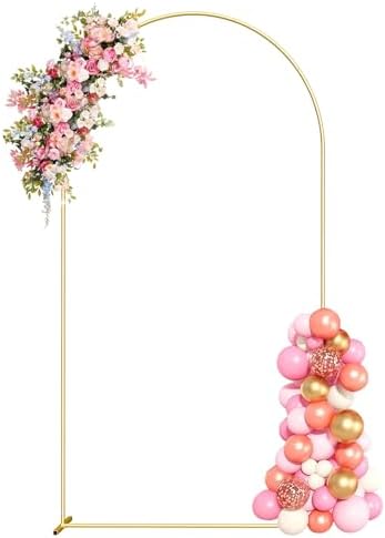 6FT Metal Arch Backdrop Stand, Gold Wedding Arch Backdrop Stand, Balloon Arch Frame for Wedding Birthday Party