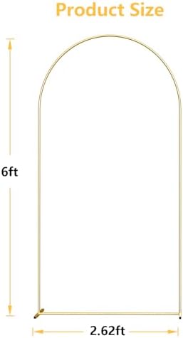 6FT Metal Arch Backdrop Stand, Gold Wedding Arch Backdrop Stand, Balloon Arch Frame for Wedding Birthday Party, alternate