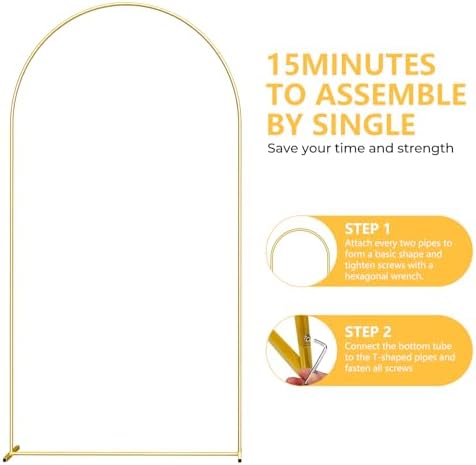 6FT Metal Arch Backdrop Stand, Gold Wedding Arch Backdrop Stand, Balloon Arch Frame for Wedding Birthday Party, alternate