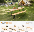6FT Narrow Folding Table with Handle, Portable Wood Top Folding Table, Fold-in-Half Design for Camping, Party, alternate view