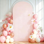 6FT Pale Pink Arch Backdrop Cover - Polyester Fitted Wedding Arch Stand Covers Round Top Chiara Arch Backdrop, alternate view