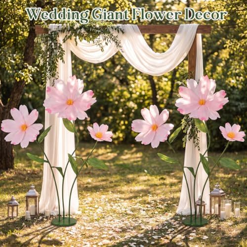 6ft Pink Giant Flowers for Decoration with Stand, Fake Silk Daisy in Pink, alternate view 3