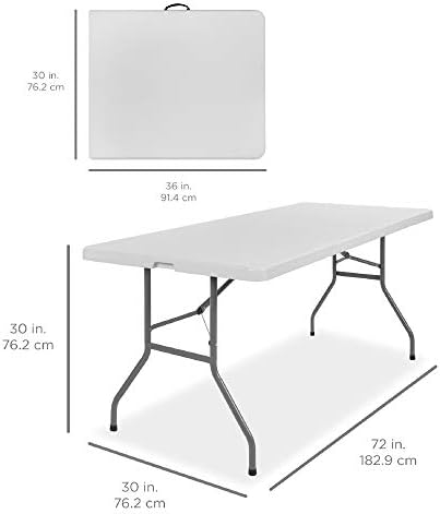 6ft Plastic Folding Table, Indoor Outdoor Heavy Duty Portable w/Handle, Lock for Picnic, Party, Camping - White, alternate