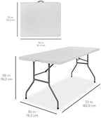 6ft Plastic Folding Table, Indoor Outdoor Heavy Duty Portable w/Handle, Lock for Picnic, Party, Camping - White, alternate
