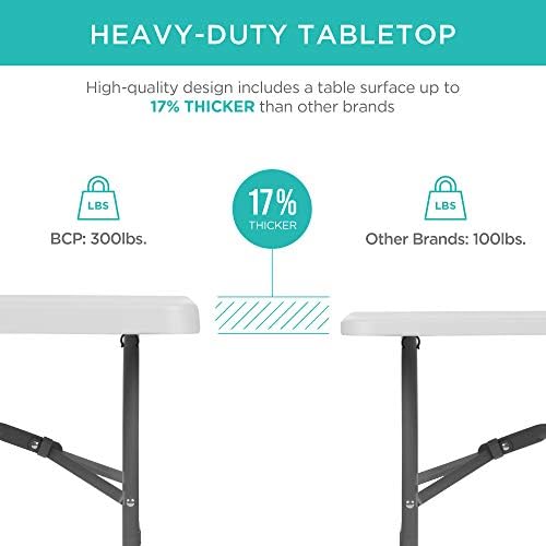 6ft Plastic Folding Table, Indoor Outdoor Heavy Duty Portable w/Handle, Lock for Picnic, Party, Camping - White, alternate