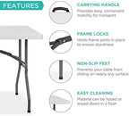 6ft Plastic Folding Table, Indoor Outdoor Heavy Duty Portable w/Handle, Lock for Picnic, Party, Camping - White, alternate