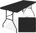 6ft Plastic Folding Table, Indoor Outdoor Heavy Duty Portable w/Handle, Lock for Picnic, Party, Camping - Black